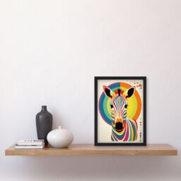 Artery8 Bauhaus Zebra Rainbow Funky Modern Living Room Artwork Framed Wall Art Print A4 in Black - thumbnail 4