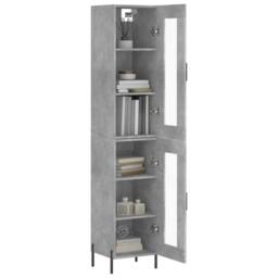 Berkfield Home Highboard Concrete Grey 34.5x34x180 cm Engineered Wood - thumbnail 3