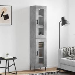 Berkfield Home Highboard Concrete Grey 34.5x34x180 cm Engineered Wood - thumbnail 2