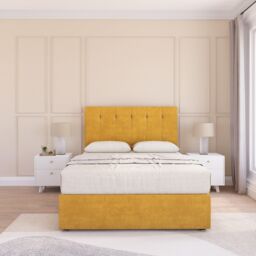 Sloomy Highbury Plush Velvet Memory Foam Bed Set With 2 Drawers, Mattress & Headboard in Gold - Size: Super King - thumbnail 3