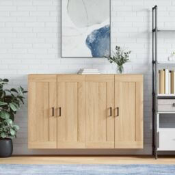 Berkfield Home Wall Mounted Cabinets 2 pcs Sonoma Oak Engineered Wood in Brown - thumbnail 1