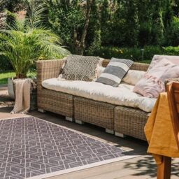 THE RUGS Reversible Outdoor Rugs in Diamonds Design Duo Weave Collection in Grey - Size: 120 cm x 170 cm - thumbnail 4