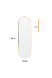 Living and Home Modern Oval Metal Full Length Wall Mirror in Gold - thumbnail 6