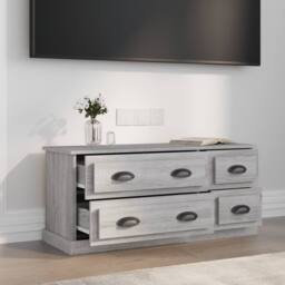 Berkfield Home TV Cabinet Grey Sonoma 100x35.5x45 cm Engineered Wood - thumbnail 3