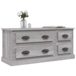Berkfield Home TV Cabinet Grey Sonoma 100x35.5x45 cm Engineered Wood - thumbnail 4