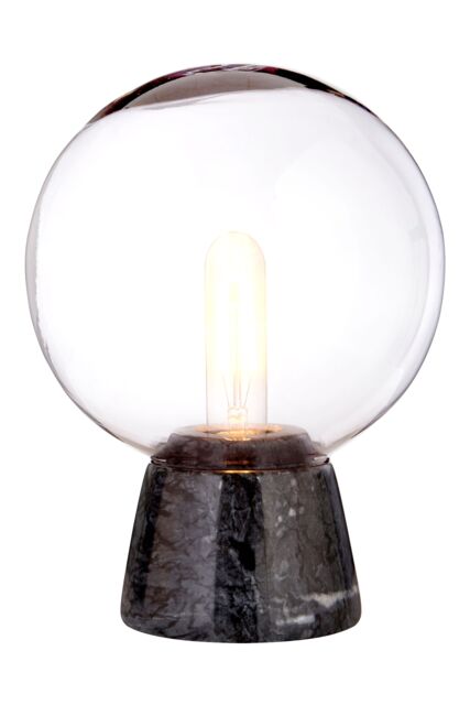 Orsina Contemporary Globe Lamp With Marble Base, Contrasting Bedside Table Light, Versatile Modern Lamp in Black - image 1