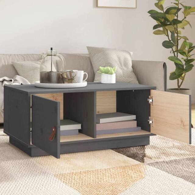 Berkfield Home Beautiful Coffee Table Grey 80x50x35 cm Solid Wood Pine - Size: 80 x 50 x 35 cm - image 1