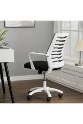 Living and Home Ergonomic Office Chair Mesh Swivel Computer Chair in Black - thumbnail 2