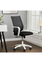 Living and Home Ergonomic Office Chair Mesh Swivel Computer Chair in Black - thumbnail 1