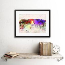 "Artery8 Painting Cityscape Edinburgh Skyline Paint Splash Framed Art Print - Size: W12"" x H16""" - thumbnail 2