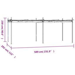 Berkfield Home Pergola with Retractable Roof Cream 589x292x230 cm in Beige - Size: 589 x 292 x 230 cm - thumbnail 6