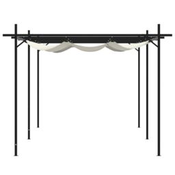 Berkfield Home Pergola with Retractable Roof Cream 589x292x230 cm in Beige - Size: 589 x 292 x 230 cm - thumbnail 4