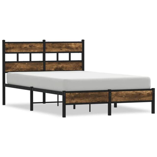 Berkfield Home Bed Frame Frame with Headboard Sonoma Oak 120x190 cm Small Double in Brown - image 1