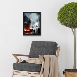 Artery8 Anarchy Civil Unrest Punk Rioting UK Houses Parliament Artwork Framed Wall Art Print A4 in Black - thumbnail 2