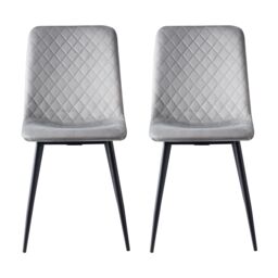 MCC Direct Set of 2 Velvet Fabric Upholstered Dining Chairs Lexi in Light Grey - thumbnail 4