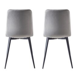 MCC Direct Set of 2 Velvet Fabric Upholstered Dining Chairs Lexi in Light Grey - thumbnail 5