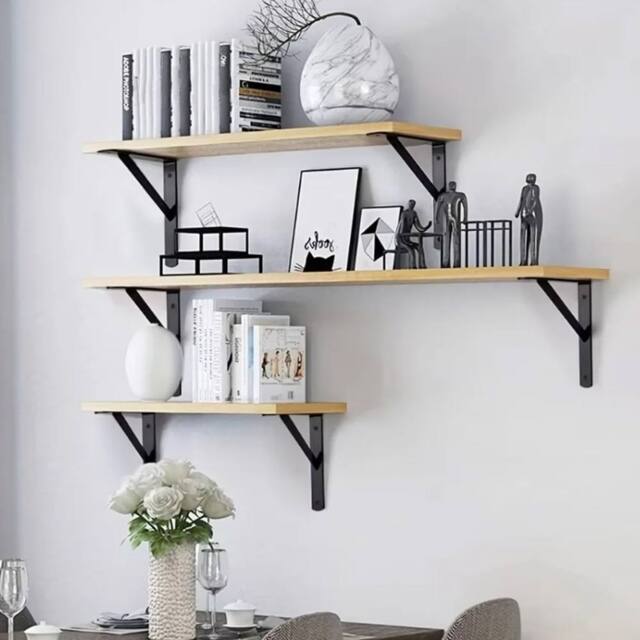 Kelvenix Heavy Duty Stainless steel L Shaped Wall Mounted Shelf Brackets in Black - image 1