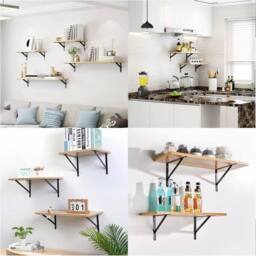 Kelvenix Heavy Duty Stainless steel L Shaped Wall Mounted Shelf Brackets in Black - thumbnail 4