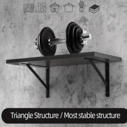 Kelvenix Heavy Duty Stainless steel L Shaped Wall Mounted Shelf Brackets in Black - thumbnail 3