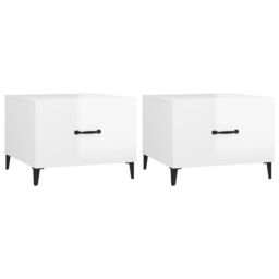 Berkfield Home Coffee Tables with Metal Legs 2 pcs High Gloss White 50x50x40 cm - Size: 50 x 50 x 40 cm - thumbnail 2