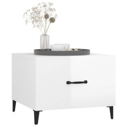 Berkfield Home Coffee Tables with Metal Legs 2 pcs High Gloss White 50x50x40 cm - Size: 50 x 50 x 40 cm - thumbnail 4