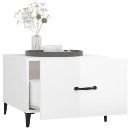 Berkfield Home Coffee Tables with Metal Legs 2 pcs High Gloss White 50x50x40 cm - Size: 50 x 50 x 40 cm - thumbnail 5