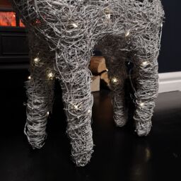 Samuel Alexander 66cm Battery Operated Rattan Woven Cupid Reindeer with Warm White LEDs in Grey - thumbnail 4