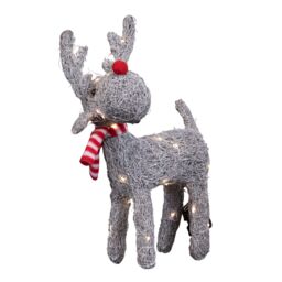 Samuel Alexander 66cm Battery Operated Rattan Woven Cupid Reindeer with Warm White LEDs in Grey - thumbnail 7