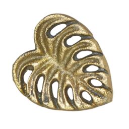 Melody Maison Gold Monstera Leaf Drawer Knob - 5.2cm X 6cm - Size: 5.2 cm X 6 cm - thumbnail 1