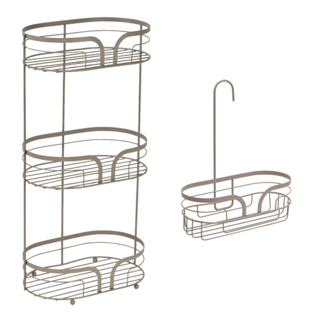 Showerdrape Dante Modern 3-Tier Floor Caddy & Mini Caddy - Bathroom Storage in Beige - image 1