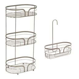 Showerdrape Dante Modern 3-Tier Floor Caddy & Mini Caddy - Bathroom Storage in Beige - thumbnail 1
