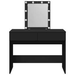 Berkfield Home Dressing Table with LED Black 100x40x130 cm - Size: 100 x 40 x 130 cm - thumbnail 5