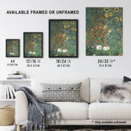 "Artery8 Farm Garden with Sunflowers Vintage Wall Art Print Gustav Klimt in Green - Size: W12"" x H16""" - thumbnail 3