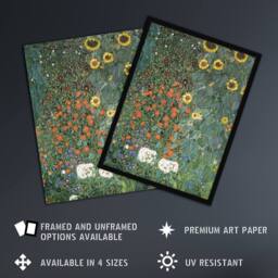 "Artery8 Farm Garden with Sunflowers Vintage Wall Art Print Gustav Klimt in Green - Size: W12"" x H16""" - thumbnail 2