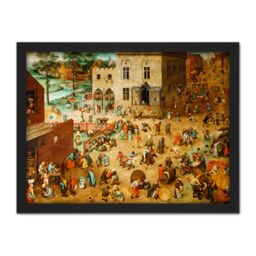 "Artery8 Wall Art Print Pieter Bruegel The Elder Childrens Games Large Framed Wall Décor Art in Light Oak - Size: W18"" x H24""" - thumbnail 1