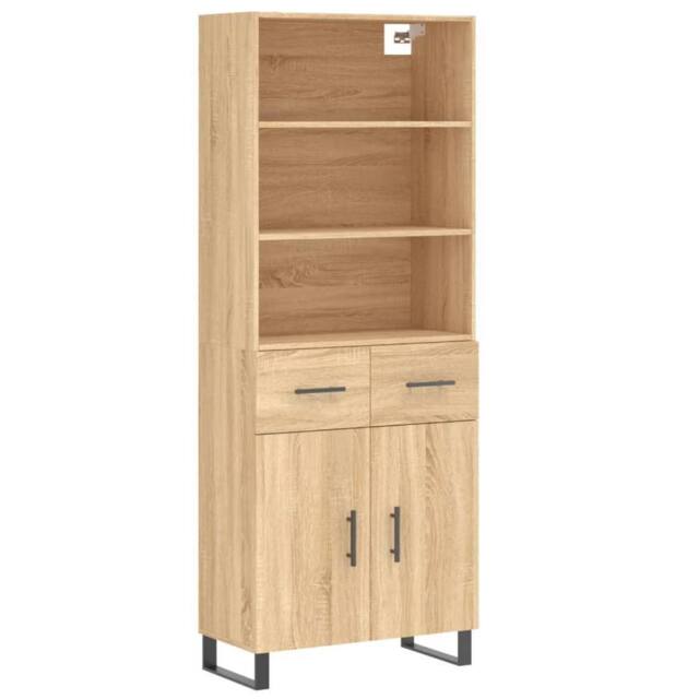 Berkfield Home Highboard Sonoma Oak 69.5x34x180 cm Engineered Wood in Brown - image 1