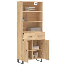 Berkfield Home Highboard Sonoma Oak 69.5x34x180 cm Engineered Wood in Brown - thumbnail 3