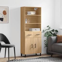 Berkfield Home Highboard Sonoma Oak 69.5x34x180 cm Engineered Wood in Brown - thumbnail 2