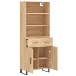 Berkfield Home Highboard Sonoma Oak 69.5x34x180 cm Engineered Wood in Brown - thumbnail 4