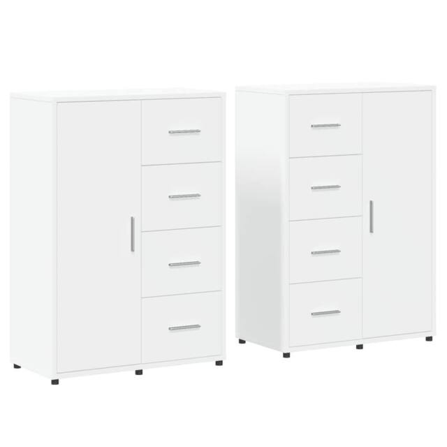 Berkfield Home Sideboards 2 pcs White 60x31x84 cm Engineered Wood - Size: 60 x 31 x 84 cm - image 1