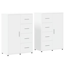 Berkfield Home Sideboards 2 pcs White 60x31x84 cm Engineered Wood - Size: 60 x 31 x 84 cm - thumbnail 1