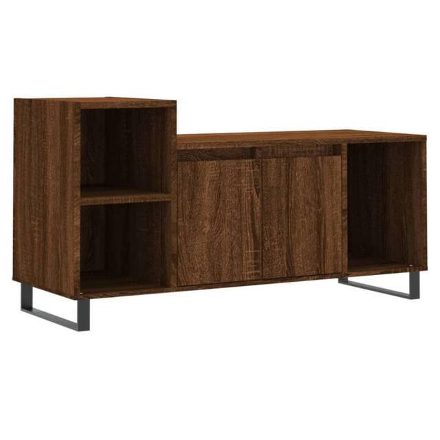 Berkfield Home TV Cabinet Brown Oak 100x35x55 cm Engineered Wood - Size: 100 x 35 x 55 cm - image 1