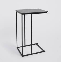 OHS Wood Effect C-Shaped Coffee Table Sofa Desk in Black - thumbnail 4