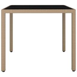 Berkfield Home Garden Table with Glass Top Beige Poly Rattan&Tempered Glass - thumbnail 4