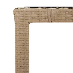 Berkfield Home Garden Table with Glass Top Beige Poly Rattan&Tempered Glass - thumbnail 5