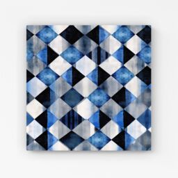 Warren Reed - Designer Square Checkered Pattern Canvas in Blue - Size: w40 inch x h40 inch - thumbnail 1