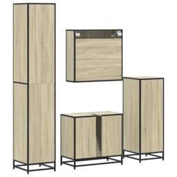 Berkfield Home 4¬†Piece Bathroom Furniture Set¬†Sonoma Oak Engineered Wood in Light Oak - thumbnail 8