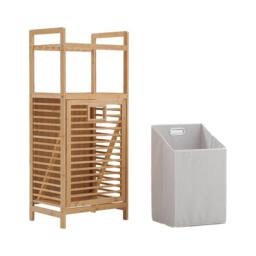 FORGEVIO Dirty Clothes Bamboo Laundry Hamper Basket Washing with Liner Bag in Natural - thumbnail 5