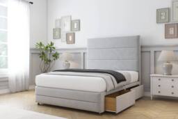 "Comfort Beds Zoya Plush Divan Base 2 Drawers - 54"" Headboard-Footboard in Silver - Size: Super King" - thumbnail 1