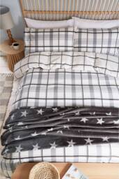 Helena Springfield 'Hudson Check' Brushed Cotton Duvet Cover Set in Charcoal - Size: Single - thumbnail 4